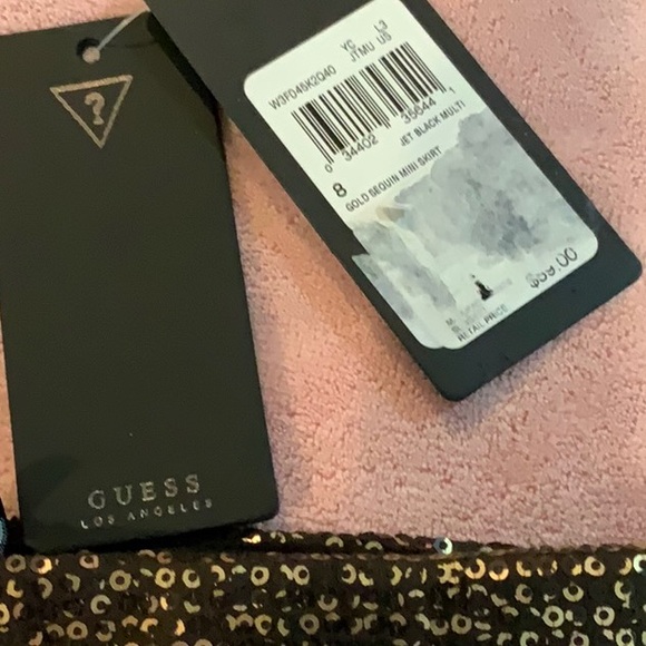 NWT GUESS Los Angeles Mini Sequin Gold Skirt Sz 8 MINI SEQUINS Z46 - Picture 3 of 7